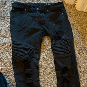 SKINN Men's Black Ripped Skinny Jeans
